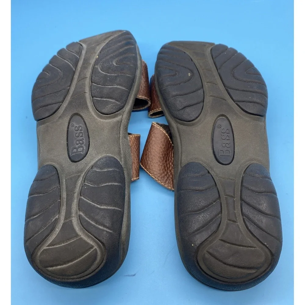 GH Bass Carson Brown Leather Single Buckle Slide Sandals Womens Size 8 M Y2K